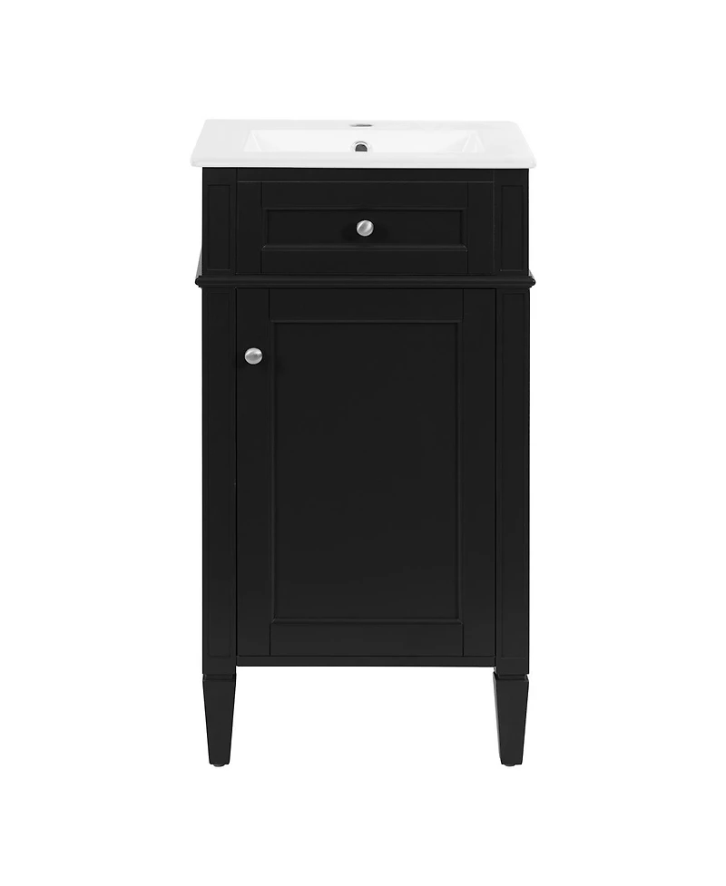 Sillysis 18" Bathroom Vanity with Ceramic Sink, Compact Mdf Storage, Soft Close Door, Modern French Style for Small
