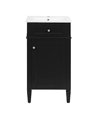 Sillysis 18" Bathroom Vanity with Ceramic Sink, Compact Mdf Storage, Soft Close Door, Modern French Style for Small