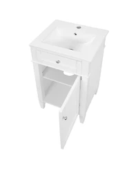 Sillysis 18" Bathroom Vanity with Ceramic Sink, Compact Mdf Storage, Soft Close Door, Modern French Style for Small