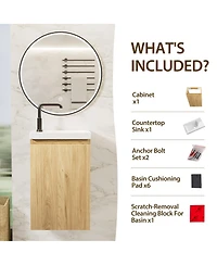 Sillysis 16" Wall Mounted Bathroom Vanity with Integrated Stone Sink Top, Modern Floating Design, Soft Close Door for Small Bathrooms