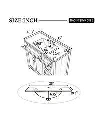 Sillysis 36" Modern Natural Bathroom Vanity with Ceramic Sink, Soft-Close Drawers, Double Door Cabinet, Ample Storage for Bathroom
