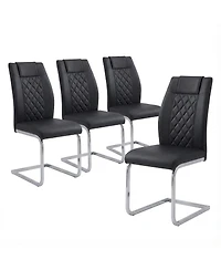 Streamdale Furniture High-Back Pu Leather Dining Chairs Set of 4, Modern Kitchen Chairs with Legs