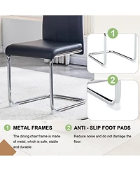 Streamdale 4-Pack Black Pu Upholstered Dining Chairs with High-Back and Chrome Legs