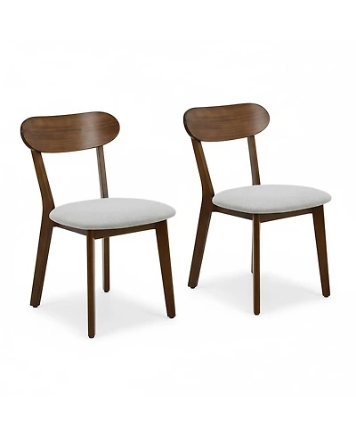 Streamdale Furniture Solid Wood Dining Chairs Set of 2, Mid Century Modern Upholstered Kitchen Chair