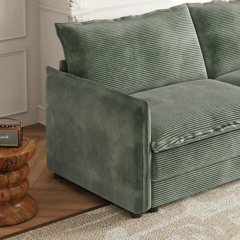 Streamdale Furniture Streamdale Corduroy 3-Seater Cloud Couch with Footrest & Cushions