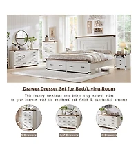 gaomon 18" Farmhouse Wood Nightstand with 2 Drawers and Charging Station