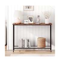 gaomon 41.5" Narrow Industrial 2-Tier Console Table with Glass Shelf and Metal Frame