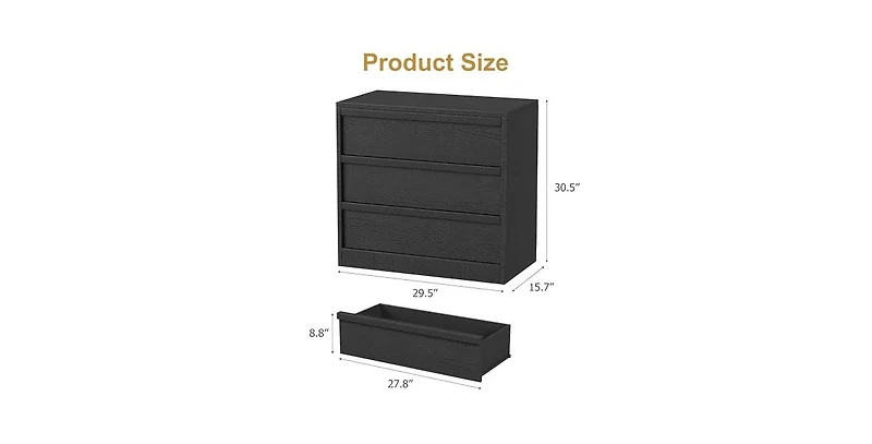 gaomon 3 Drawer Nightstand for Bedroom