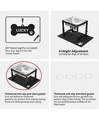 Aronkl Elevated Dog Water Bowl 4 Adjustable Heights Stainless Steel Stand for Breeds Joint Support