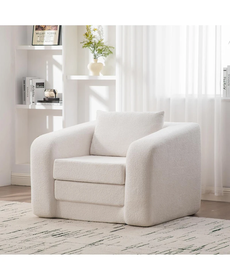 Streamdale Furniture Convertible Chenille Sofa Bed with Pillow - Single Seater