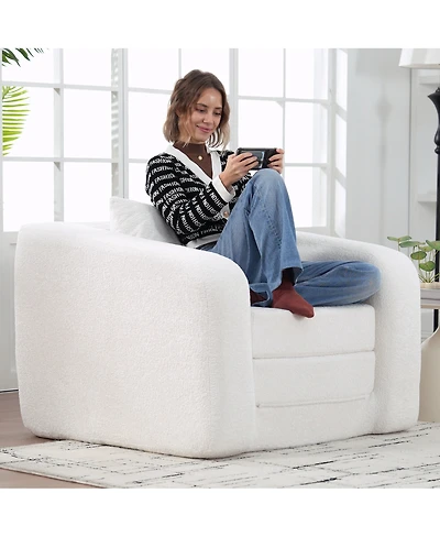 Streamdale Furniture Convertible Chenille Sofa Bed with Pillow - Single Seater