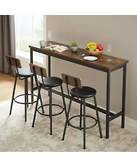 Streamdale Furniture Bar Table and Chairs Set for 3, 4 Piece Industrial Dining Set with Stools