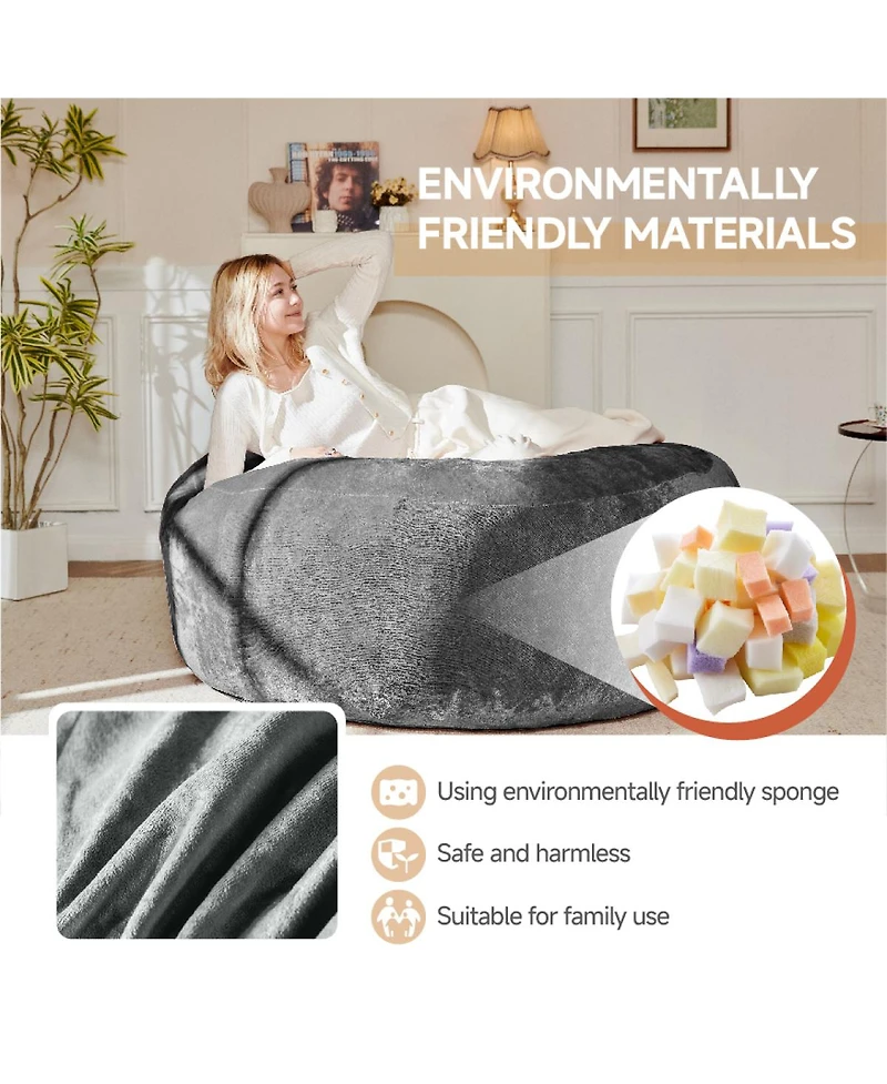 Streamdale Furniture 4FT Memory Foam Bean Bag Chair for Adults & Teens - Soft Round Sofa