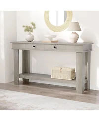 gaomon 54" Farmhouse Rectangular Wooden Console Table with Drawers and Open Shelf