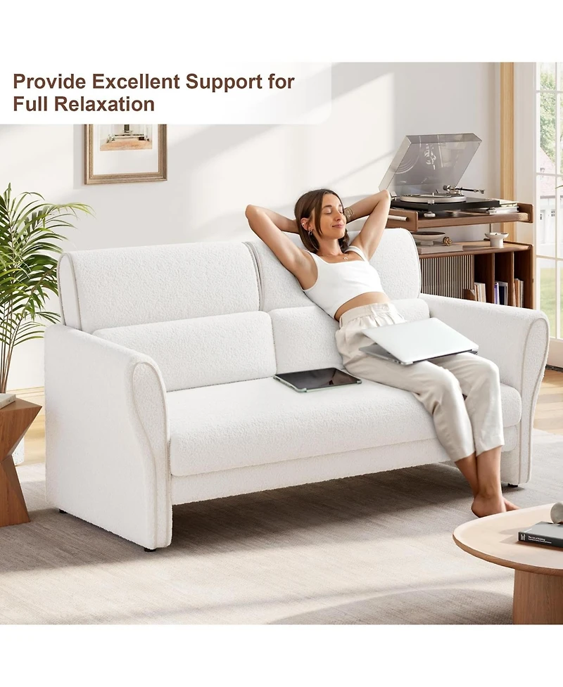 gaomon Two Seat Modern Boucle Accent Chair Lounge Upholstered Comfy Single Sofa Living Bedroom Office