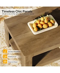 Tribesigns 47.24" Rectangle Coffee Table, 2-Tier Living Room Table with Curved Legs