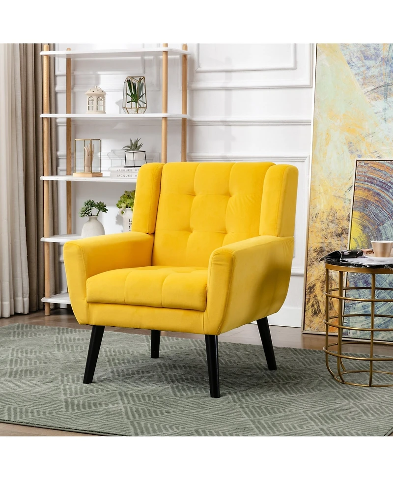 Clihome Modern Soft Velvet Accent Chair Dining Chair Bedroom Chair