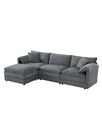 Streamdale Furniture 103" Chenille Modular Sectional Sofa with Deep Seat & Movable Ottoman