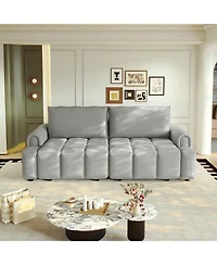 Streamdale Furniture Comfy 90.2" 4-Seater Teddy Fabric Convertible Sleeper Sofa Bed
