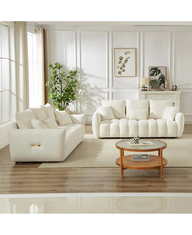 Streamdale Furniture Streamdale 3 Seater + 3 Seater Combo Sofa, Modern Living Room Teddy Sofa, Wooden Frame