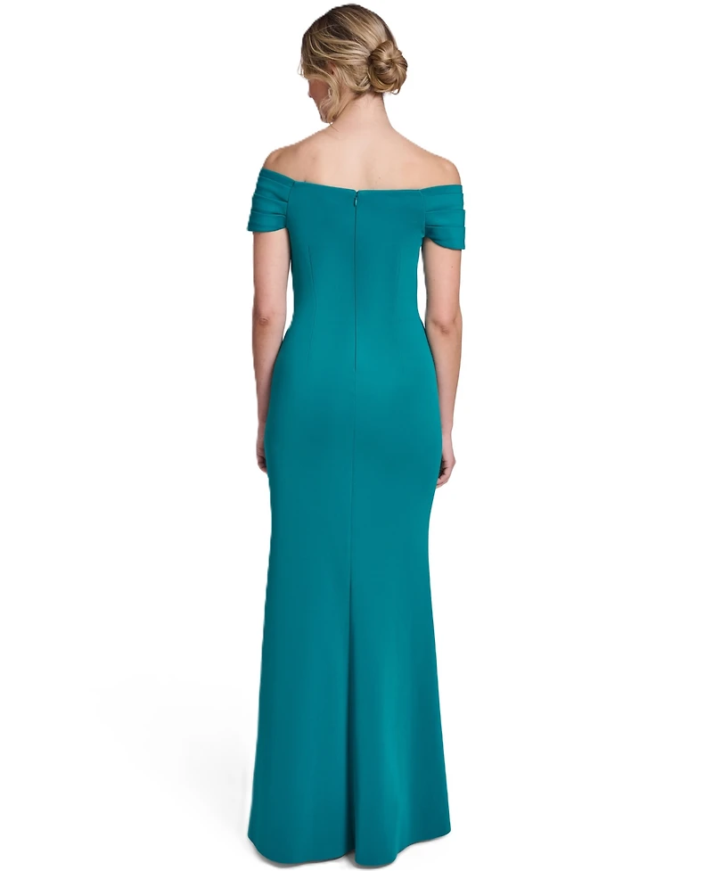 Jessica Howard Women's Off-The-Shoulder Side Tuck Gown
