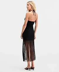 Bar Iii Women's Fringe-Hem Halter Dress, Macy's Exclusive