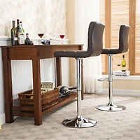 Simplie Fun Faux Leather Adjustable Hydraulic Bar Stool, Set of 2, Brown