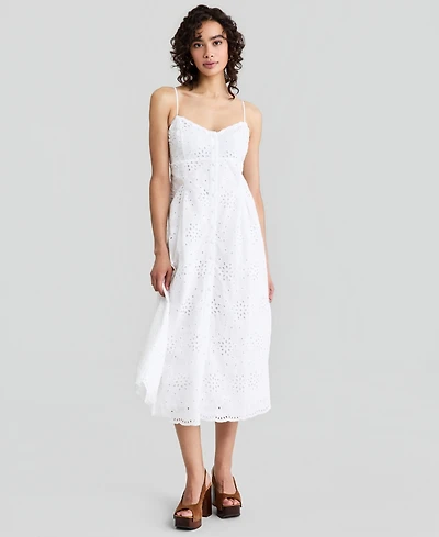 And Now This Women's Cotton Eyelet Back-Cutout Dress, Macy's Exclusive