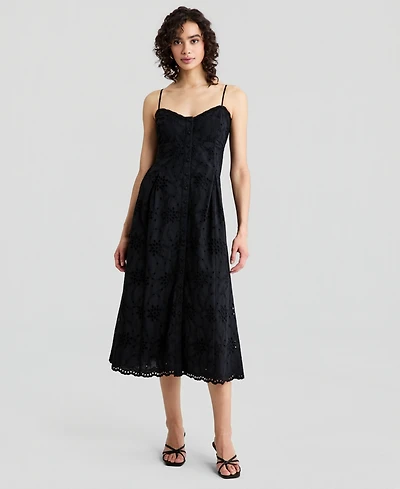 And Now This Women's Cotton Eyelet Back-Cutout Dress, Macy's Exclusive