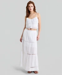 And Now This Women's Cotton Tiered Pull-On Maxi Skirt