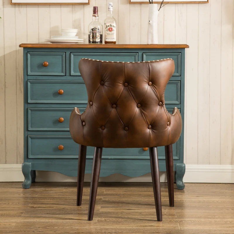 Streamdale Furniture Tufted Button Back barrel chair with Nailhead, Brown