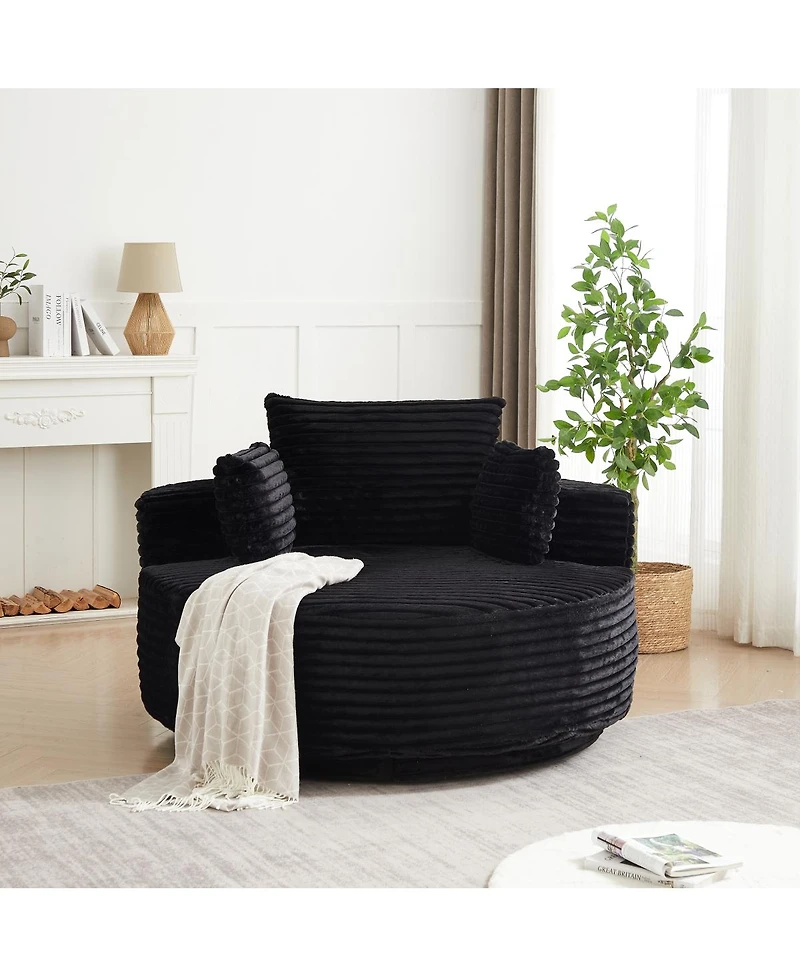 Streamdale Furniture Streamdale 55" Corduroy Foam Swivel Chair, Modern Sleeper