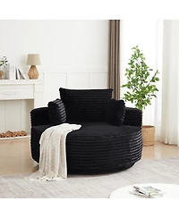 Streamdale Furniture Streamdale 55" Corduroy Foam Swivel Chair, Modern Sleeper