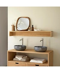 Tikamoon Teak Wood Bathroom Shelf Arty