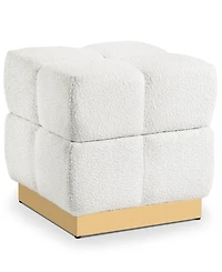 Soren 18" Wood Boucle Storage Ottoman
