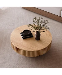 Streamdale Furniture Round Wood Coffee Table with Storage