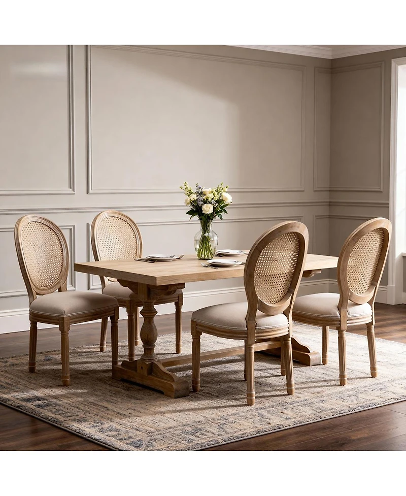 Streamdale Furniture French Style Solid Wood Rattan Back Dining Chair (Set of 2).