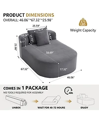 Streamdale Furniture 67.5" Indoor Corduroy Oversized Sleeper Sofa with Deep Seat Lounge