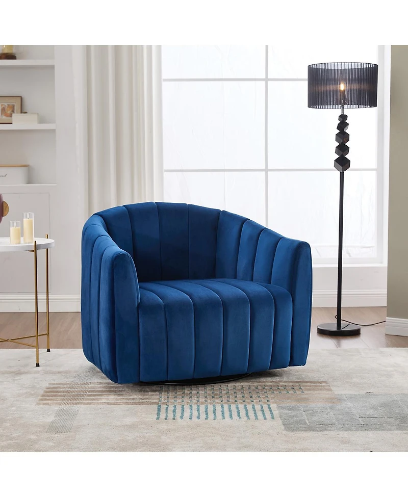 Streamdale Furniture Upholstered 360° Swivel Accent Barrel Chair and Half Cozy Sofa with 3 Pillows