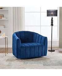 Streamdale Furniture Upholstered 360° Swivel Accent Barrel Chair and Half Cozy Sofa with 3 Pillows