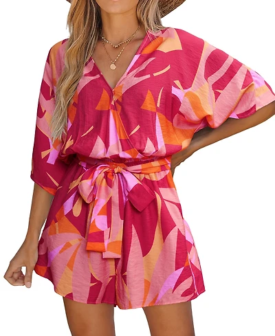 Cupshe Women's Pretty Peach Geo Romper