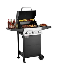 Ecooso 3-Burner Propane Gas Grill with 338 Sq. In. Cooking Area, 36,000 Btu, Foldable Side Shelves
