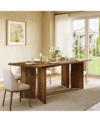 Tribesigns 63 Inch Solid Wood Dining Table, Farmhouse Kitchen Table, Rustic Wooden Dinner Table