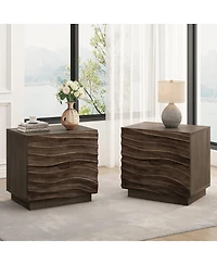 Streamdale Furniture Solid Wood Nightstands Set of 2, Bedside Table with 2 Drawers