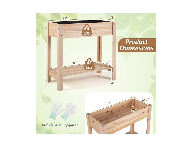 Slickblue Raised Garden Bed with Legs and Extra Storage Space