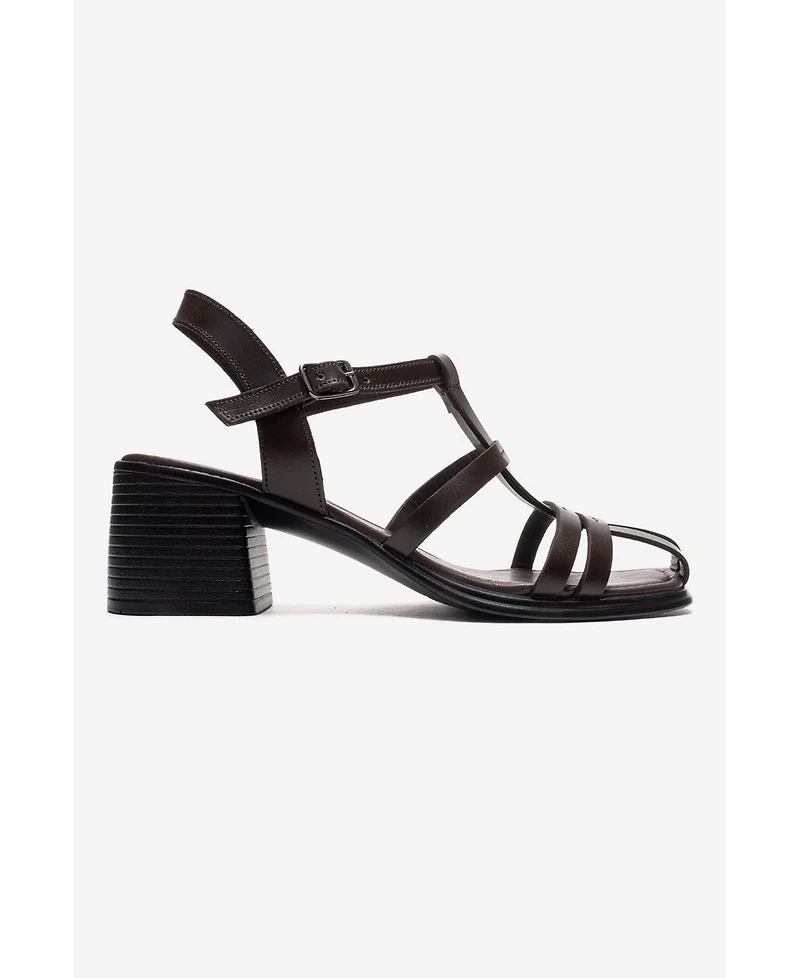 Forever and Always Women's Shoes Cielos Leather Block Heel Sandal