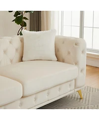 Streamdale Furniture Velvet 3+2 Seater Sofa with Solid Wood Frame & Metal Feet