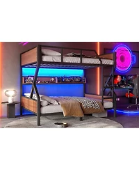 Streamdale Furniture Full/Full Bunk Bed w/ Storage Shelves & Lights