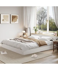 gaomon Wood Platform Bed with Sturdy Wooden Slats, Floor-Standing Bed Frame, Modern Minimalist Design Bed Frame