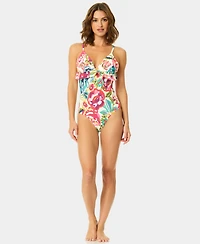 CeCe Women's V-Neck One-Piece Swimsuit